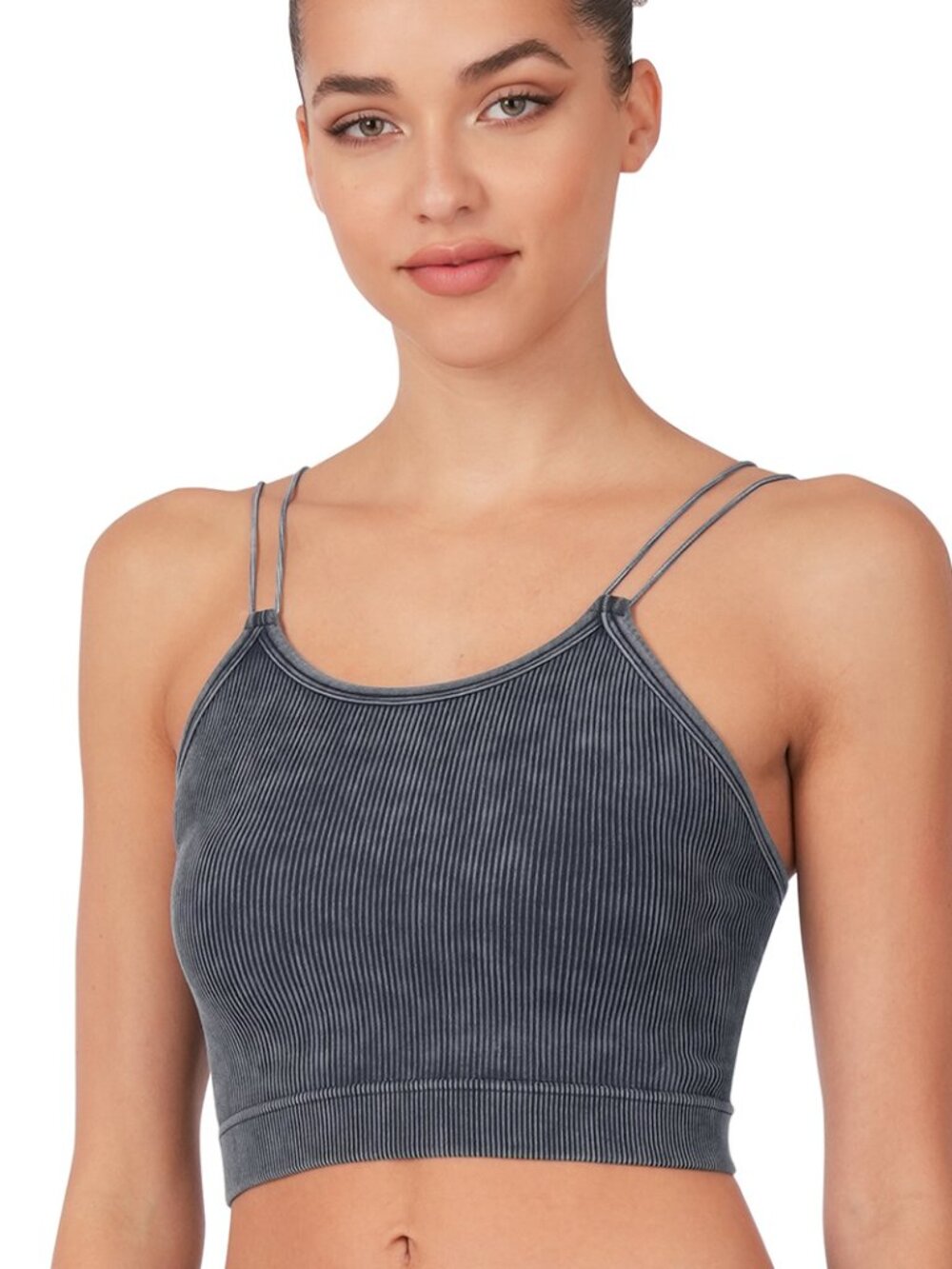Crop Cami Bra Washed Ribbed Top